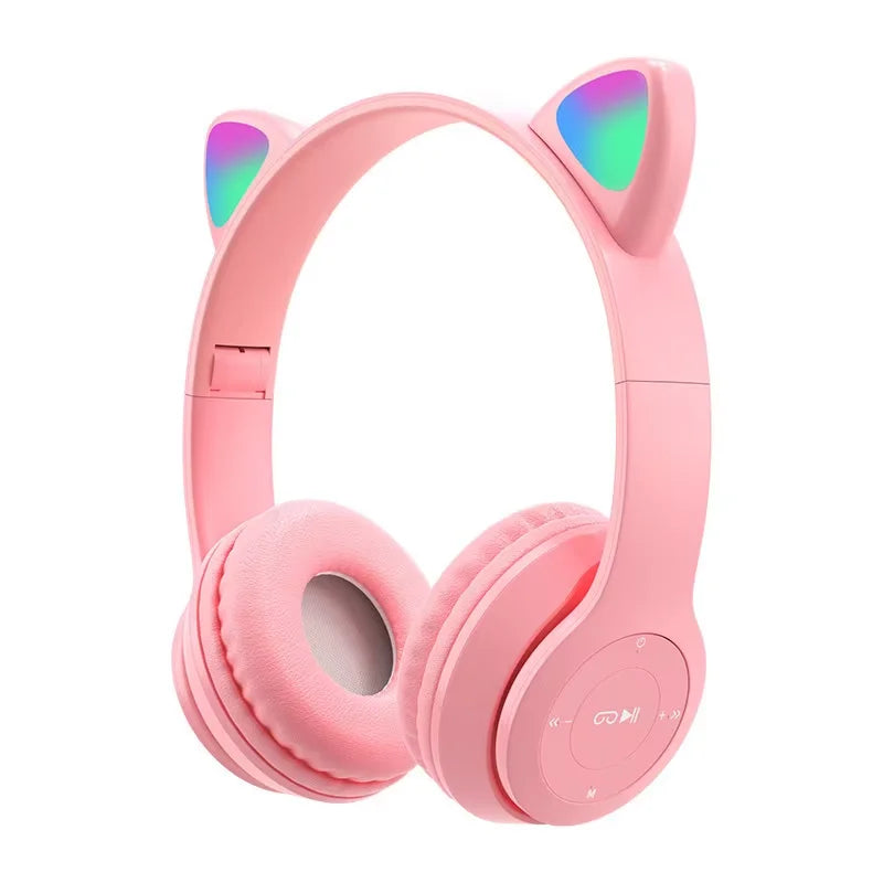 Auriculares Inalámbricos con Orejas de Gato LED 🐱🎶 Bluetooth Estéreo para Niños y Adultos – HealthNovas