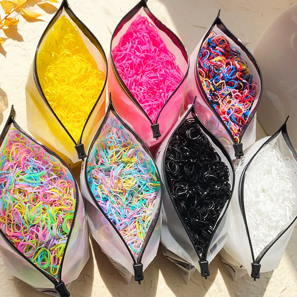 Gomas elásticas de colores para el pelo – 500/1000/2000 unidades, suaves y resistentes