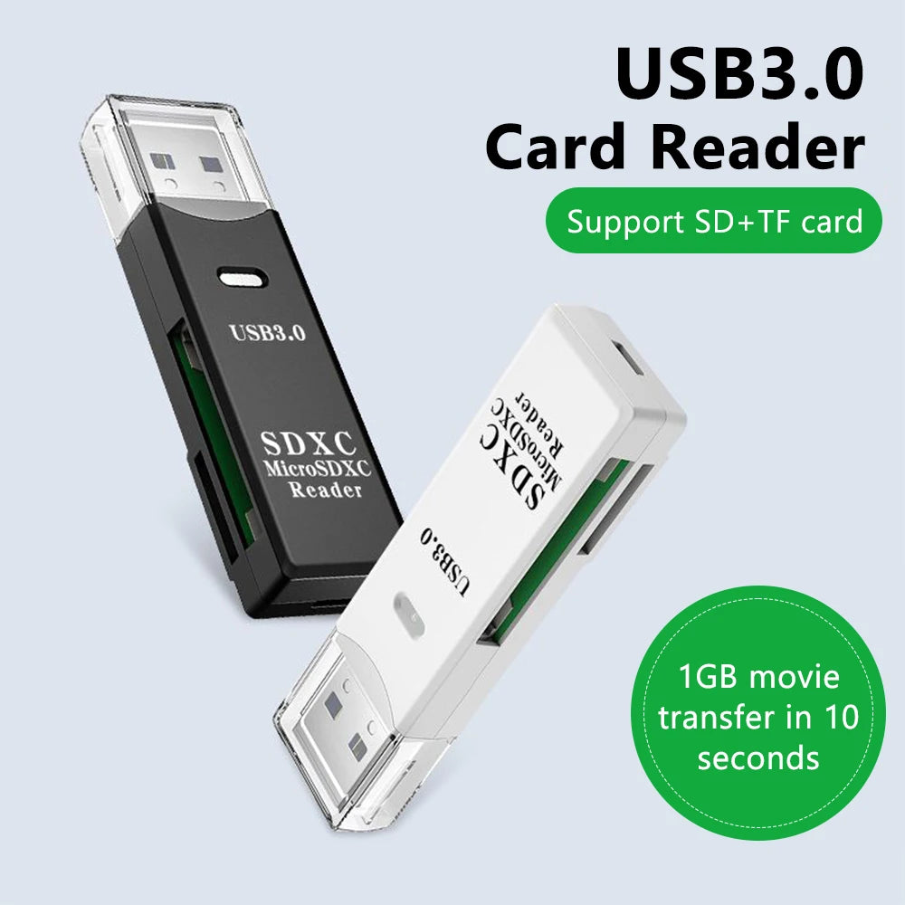 Lector de Tarjetas USB 3.0 / 2 en 1 ⚡ | Micro TF/SD de Alta Velocidad 🖱️ | SaludNovas
