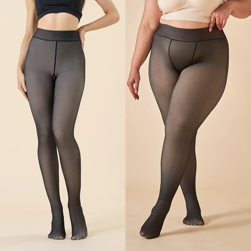 Mallas térmicas con forro polar para mujer – Leggings transparentes de talle alto | SaludNovas