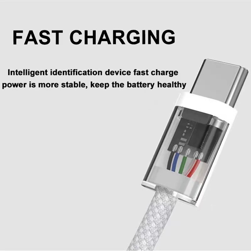 Cable de Carga Rápida USB-C a Tipo C 60W ⚡ | Cable Trenzado para iPhone 15, Samsung, Huawei – Carga Súper Rápida y Resistente 🔌 | HealthNovas
