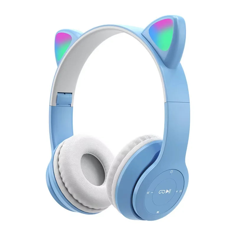 Auriculares Inalámbricos con Orejas de Gato LED 🐱🎶 Bluetooth Estéreo para Niños y Adultos – HealthNovas